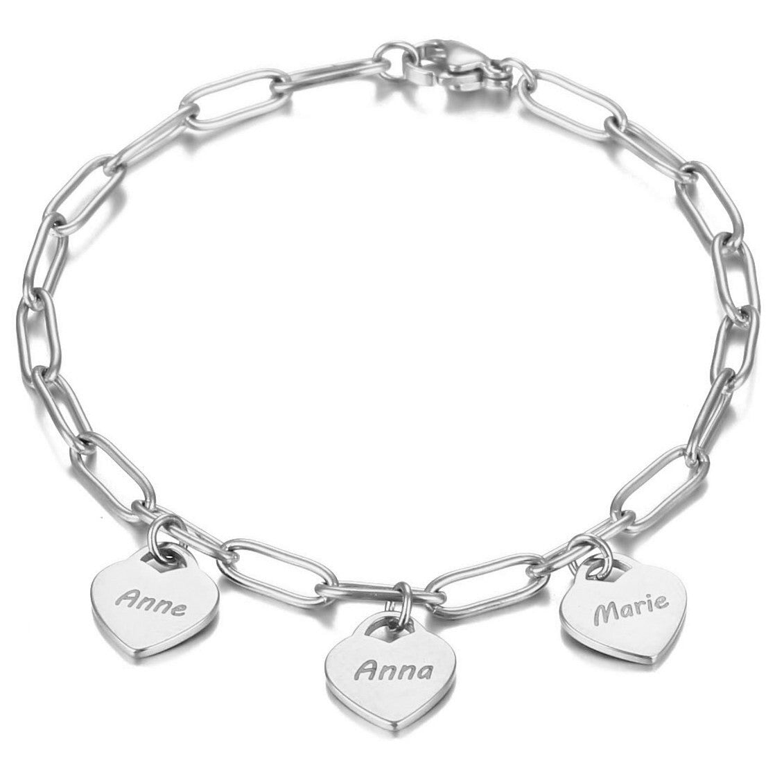 Armband met gepersonaliseerde naam-hart hangers