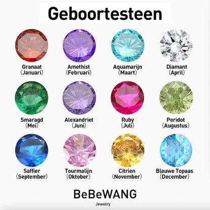 Handgemaakte geboortesteen naamketting